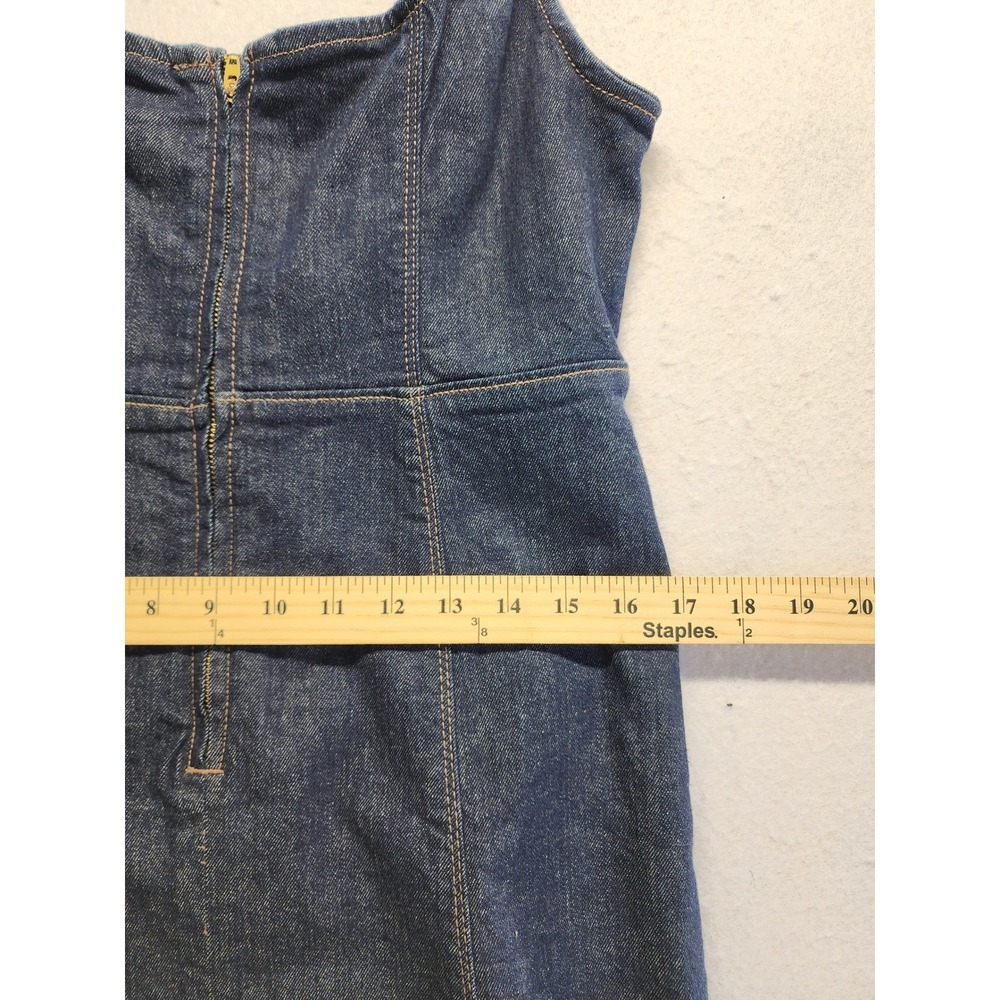 Old Navy Womens Dark Wash Denim Midi Fit and Flare Square Neck Dress Small NWT - Picture 8 of 10
